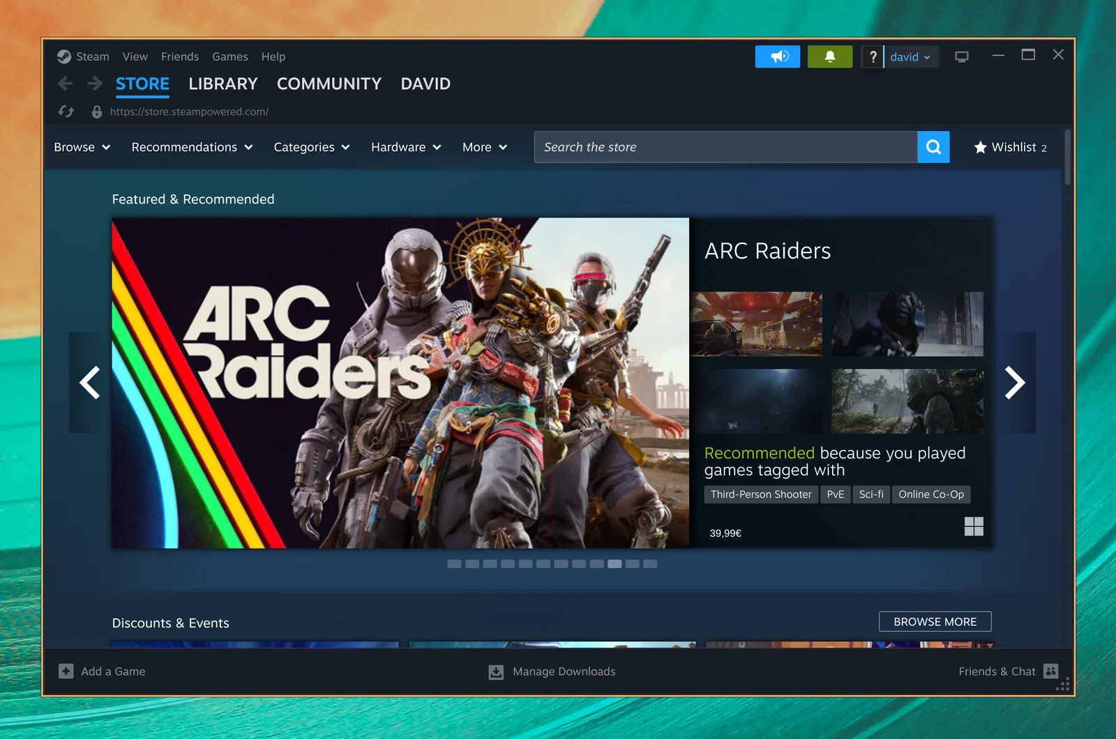 Steam s svojo trgovino iger na Omarchyju